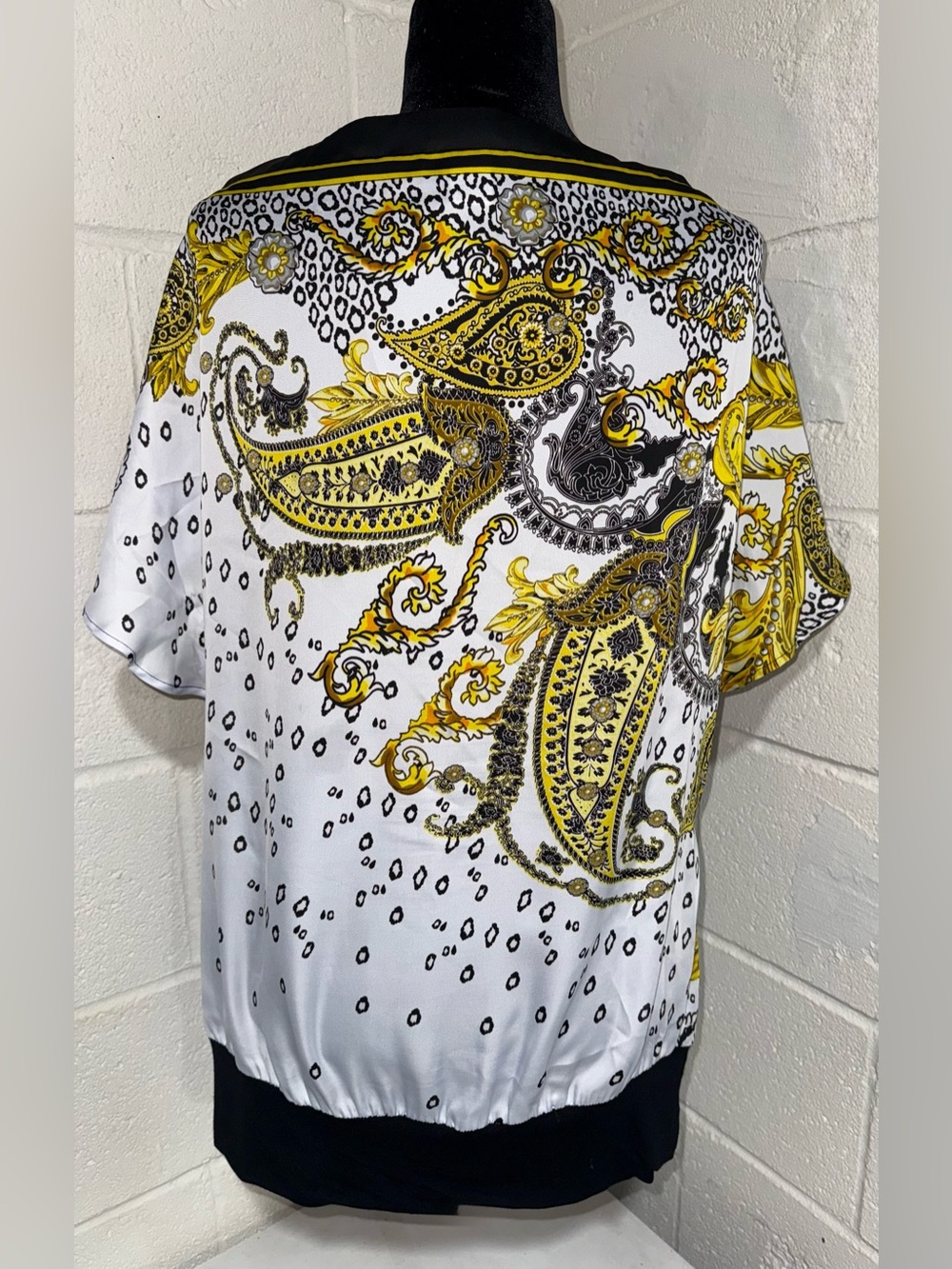 Caché Y2K Paisley Cheetah Print Off Shoulder Blouson Top - Size Large - Picture 4 of 6